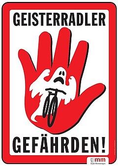 Warnschild Geisterradler